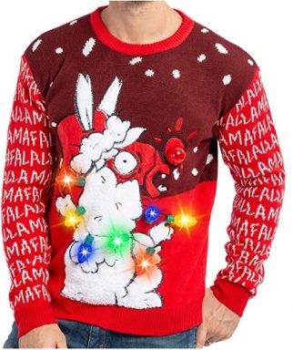 ugly christmas sweaters llama light bulb