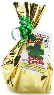 four leaf clover money candle with real cash inside