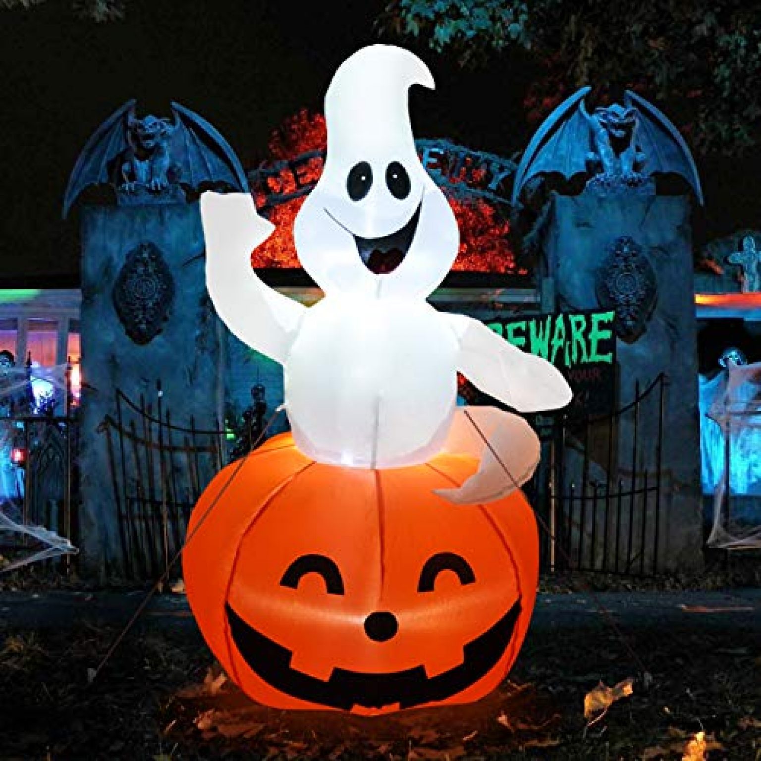 Ghost Pumpkin Inflatable Halloween Yard Decor