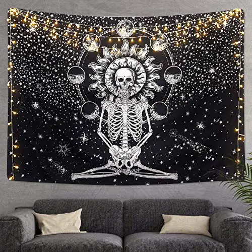 Skull Tapestry Meditation Skeleton Wall Hang by LIUMY ...