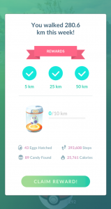 pokemon go eggs adventure sync weekly phone swing results 280km