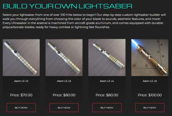 how much do lightsabers cost ultrasabers saber choices