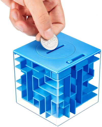 Cube Puzzle Money Maze Bank Saving Coin Collection Case Box Kids Game Gift 