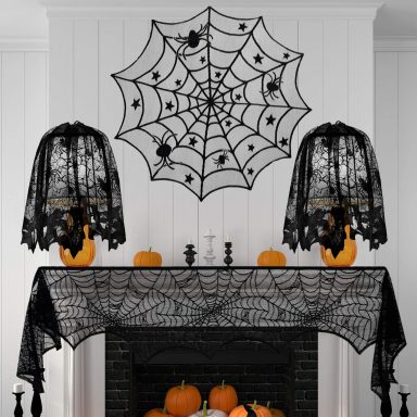 indoor halloween decoration ideas spooky spiderweb cloth
