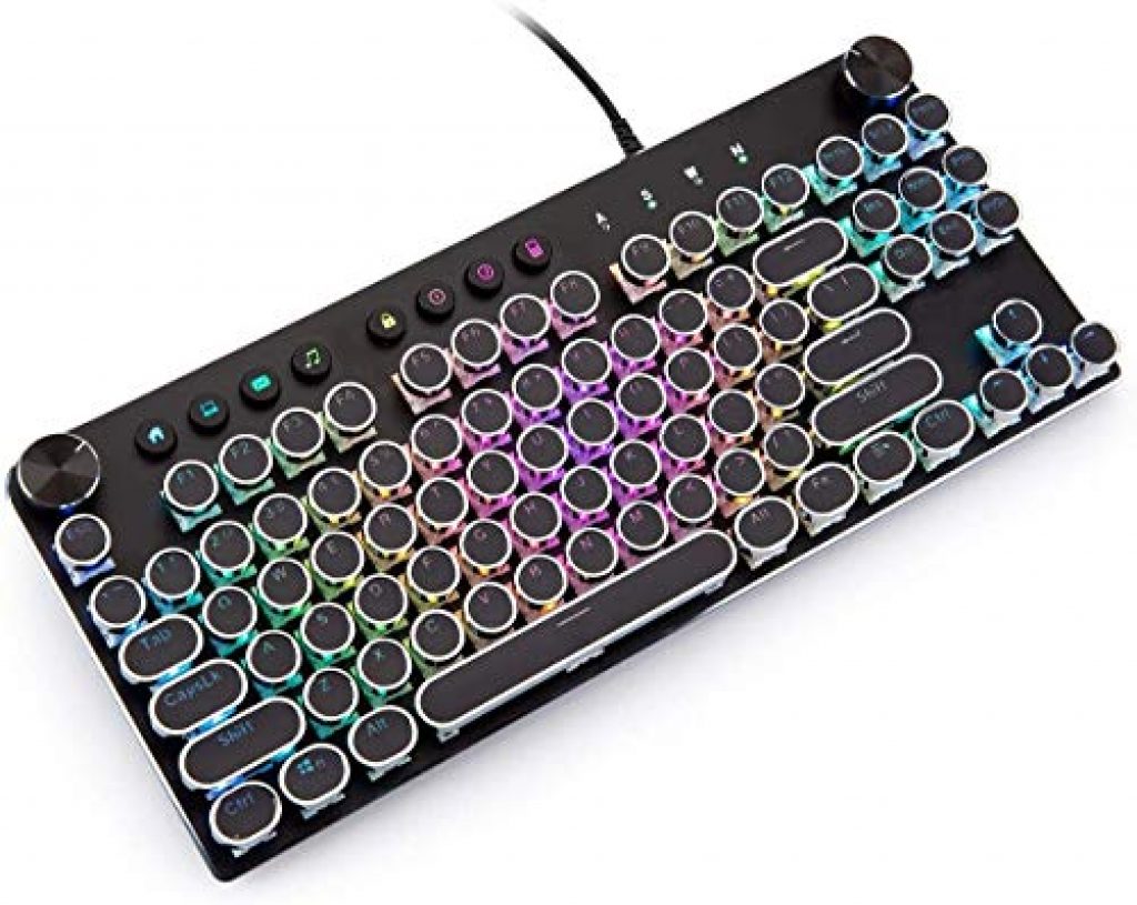 Keyboard With Rounded Top Backlit Mechanical Keyboard with Typewriter Styled Round Keys - Yinz Buy