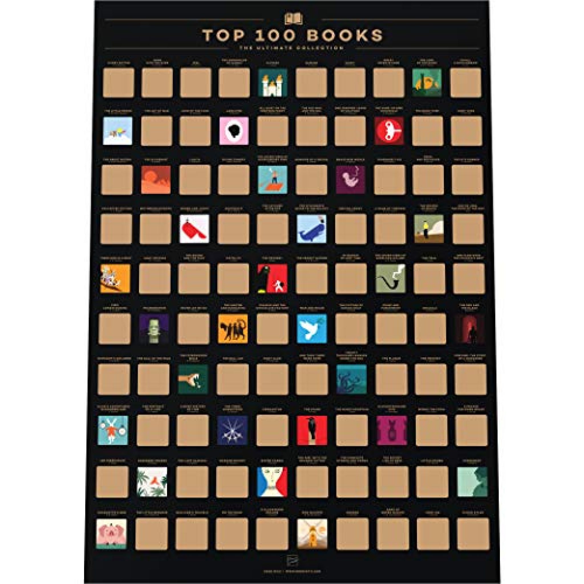 Scratch Off Book Poster Top 100 Books to Read Before You Die Yinz Buy