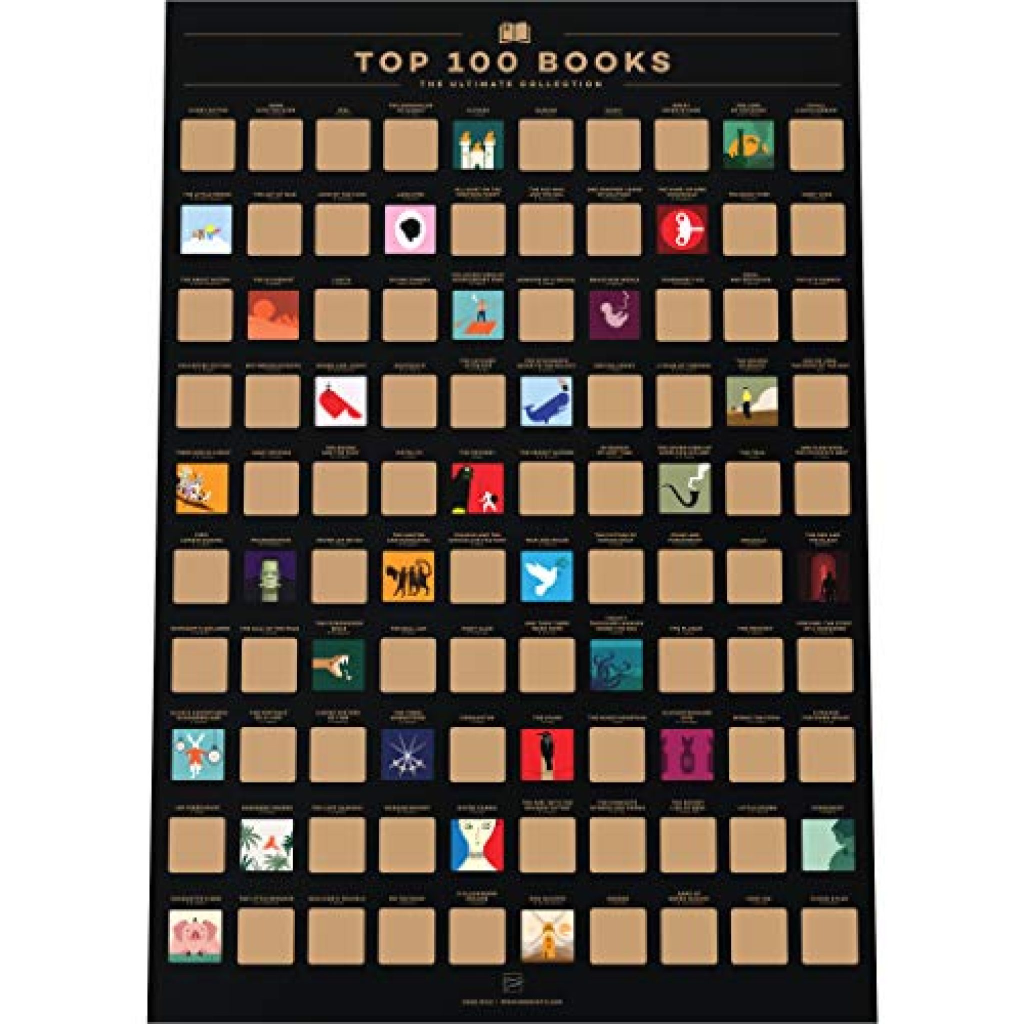 Scratch Off Book Poster Top 100 Books To Read Before You Die Yinz Buy