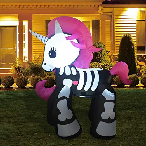inflatable skeleton unicorn 6 foot halloween outdoor yard decoration yinzbuy