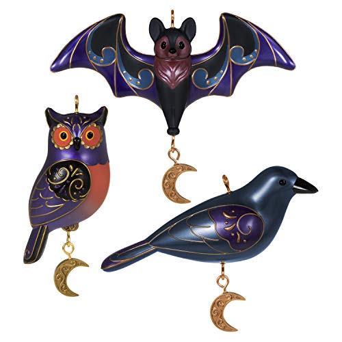 hallmark halloween ornaments 2020 keepsake spooky birds and bat set yinzbuy