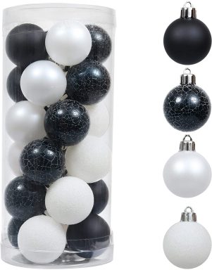 halloween tree decorations white and black ball ornament mix