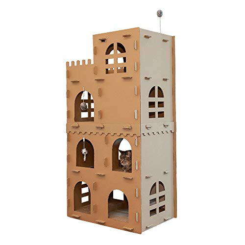 corrugated cardboard cat castle scratcher furhaven pet medieval cardboard castle yinzbuy