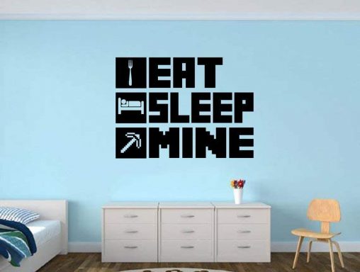 minecraft eat sleep mine large wall decal