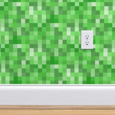 minecraft green pixel peel and stick wallpaper