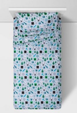 minecraft taiga pattern 3 piece holiday flannel sheet set yinzbuy