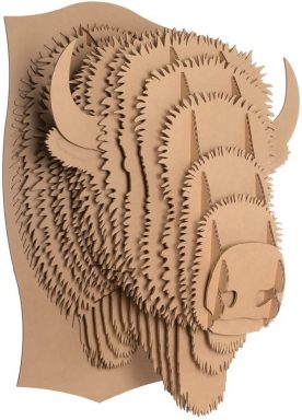 cardboard faux taxidermy ranch animal mounted bison head