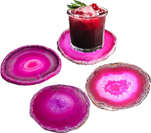 pink agate coasters set for gem geode and stone home decor yinzbuy