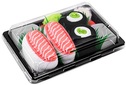 sushi socks maki roll and salmon nigiri in a box novelty footwear yinzbuy