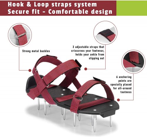 lawn aerator shoes hook and strap system