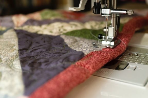 making a quilt with a machine
