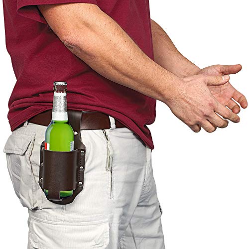 leather beer holster hands free drink holder for your belt yinzbuy