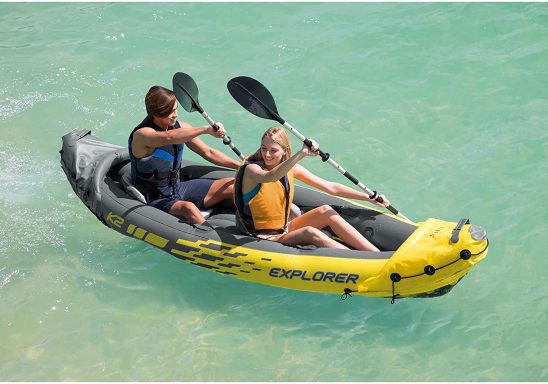 intex explorer 2 person inflatable kayak with oars