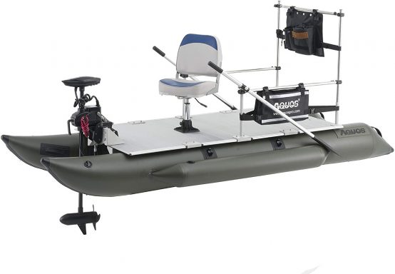 most durable aquos inflatable pontoon boat with motor oars and seat