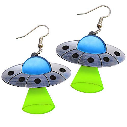 ufo earrings alien abduction spaceship novelty jewelry yinzbuy