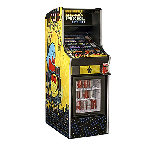 pac-man pixel bash arcade cabinet and mini fridge combo yinzbuy