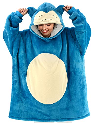 snorlax hoodie blanket with ears plush oversized sweatshirt yinzbuy