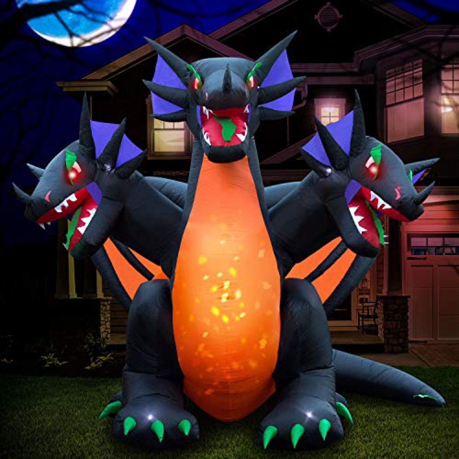 Giant 10' Three Headed Dragon Inflatable Halloween Decoration - Yinz Buy