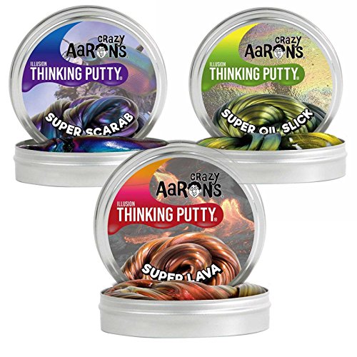 crazy aaron's thinking putty set of 3 metallic illusion tins yinzbuy