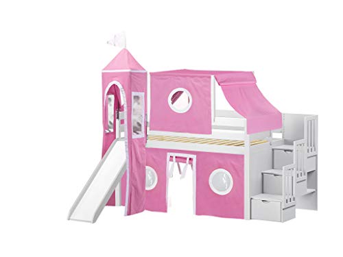 princess castle loft bed with slide and stairs yinzbuy