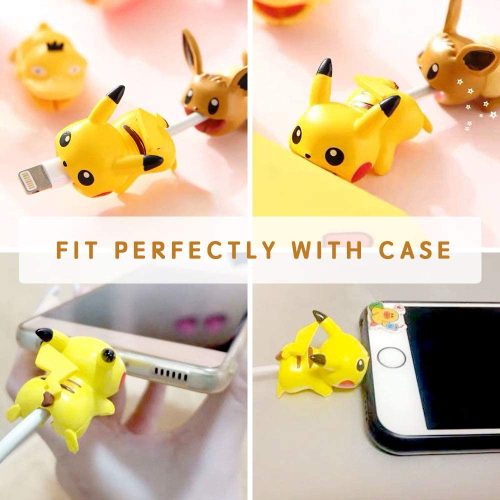 1PC Pokemon Bite USB Cable Protector For iPhone Android Pikachu Eevee Cute