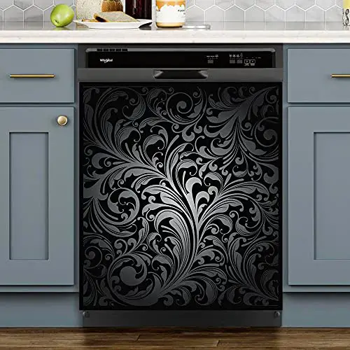 magnetic dishwasher cover panel with decorative floral design yinzbuy