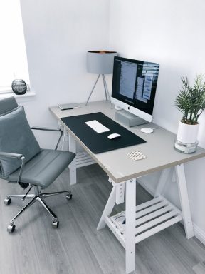 home office desk and chair setup for easy access