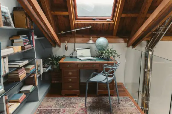 home office with skylight