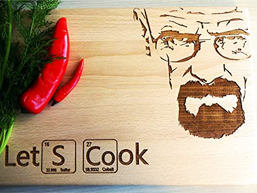 breaking bad cutting board let's cook with walter white yinzbuy