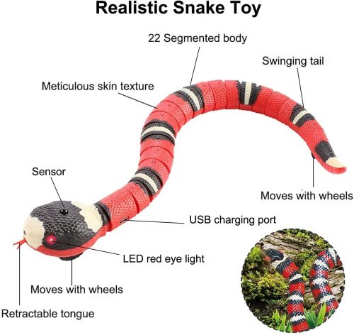 snake cat toy with usb charging and retractable tongue