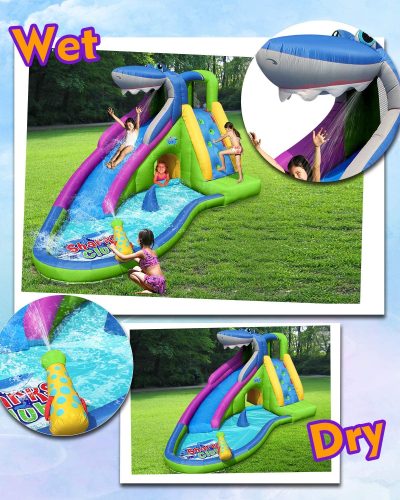 inflatable shark water slide wet or dry bounce house castle yinzbuy