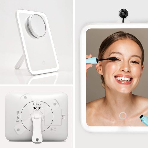 portable makeup mirror with light rotate horizontal and vertical yinzbuy