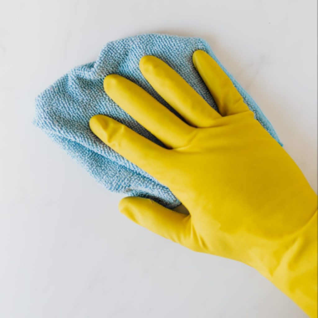 rubber glove and cleaning pad for chores