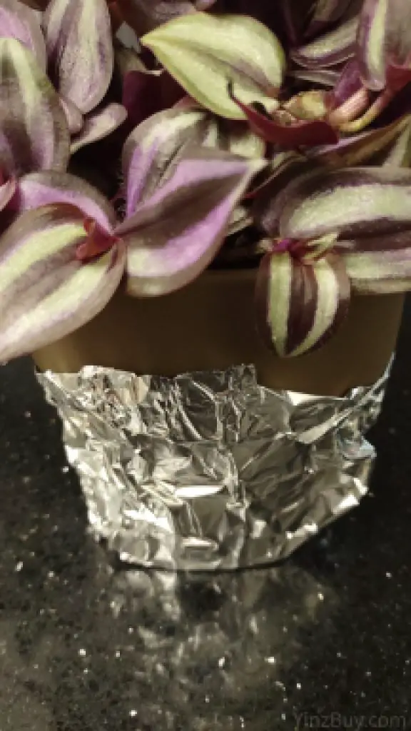 How to foil wrap a potted plant step 4 wrap foil up the sides copyright yinzbuy