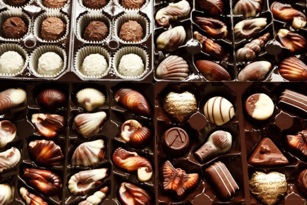 assorted trays of gourmet chocolates